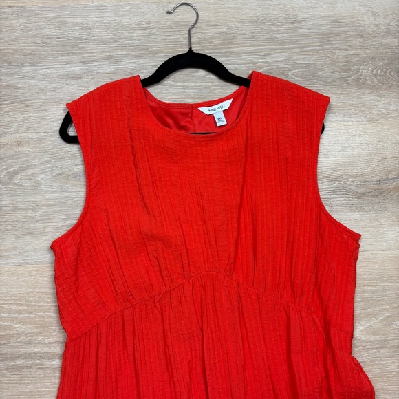 Nine West Sleeveless Gauze Maxi Dress Women's XXL Color Orange/Red - Picture 5 of 8